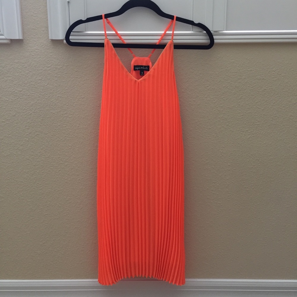 “Orange Goddess” - Sequin Hearts Pleated Dress 👗